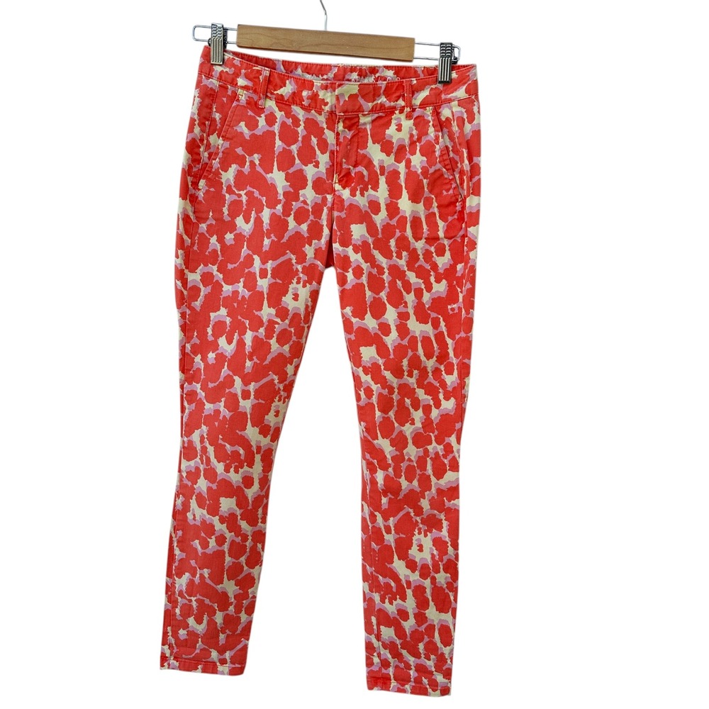 Khakis by Gap Skinny Mini Jeans Orange Animal Print Skimmer Cropped  NWOT Sz‎ 00